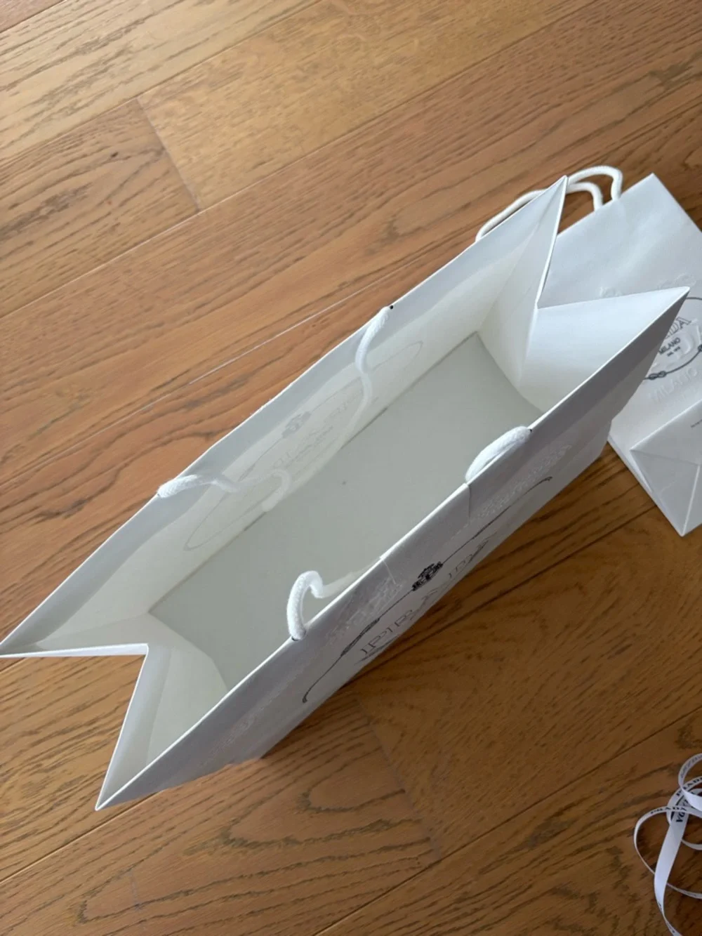 Prada Milano White Embossed Shopping Bag Set